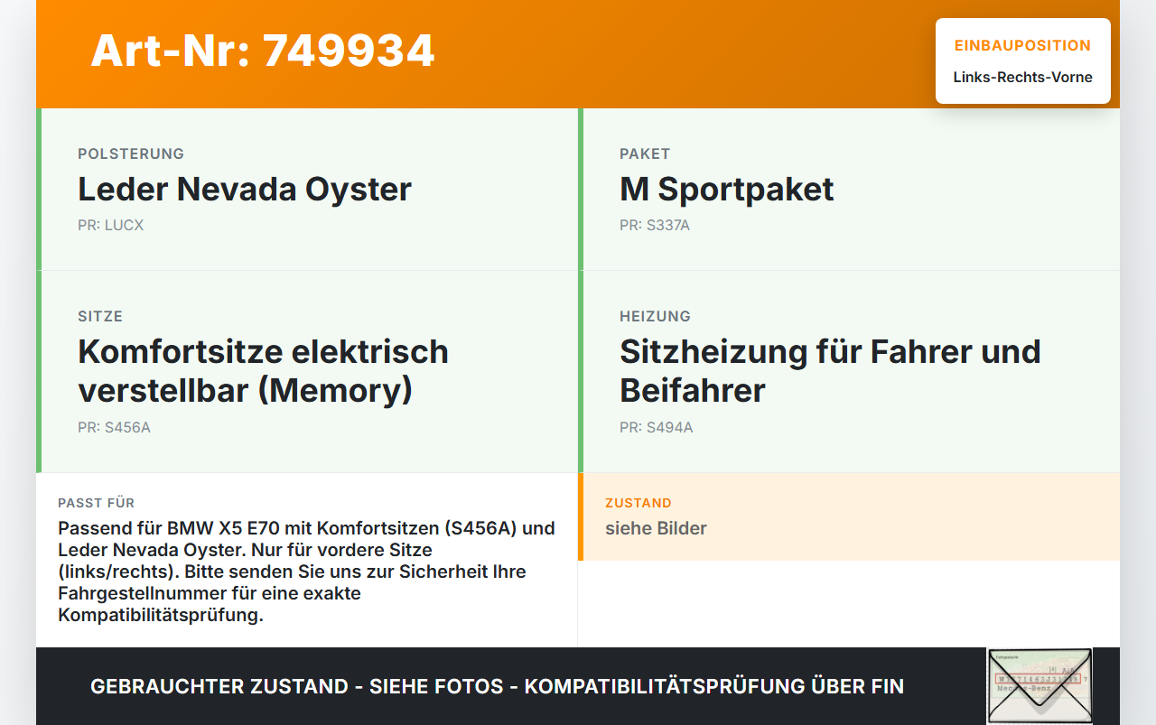 BMW X5 40d E70 10-13 Leder Kopfstütze für Fahrer Sitz Rechts oder Links Vorne BMW X5 40d E70 10-13 10.10.2011... Vorschau 3