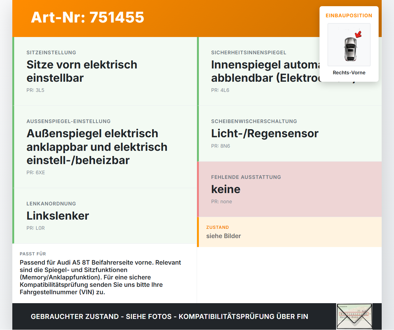 Audi A5 8T QU 07-12 Steuergerät ECU Modul SG Rechts Vorne Audi A5 8T QU 07-12 03.09.2007 8K0959792 gebraucht Vorschau 3