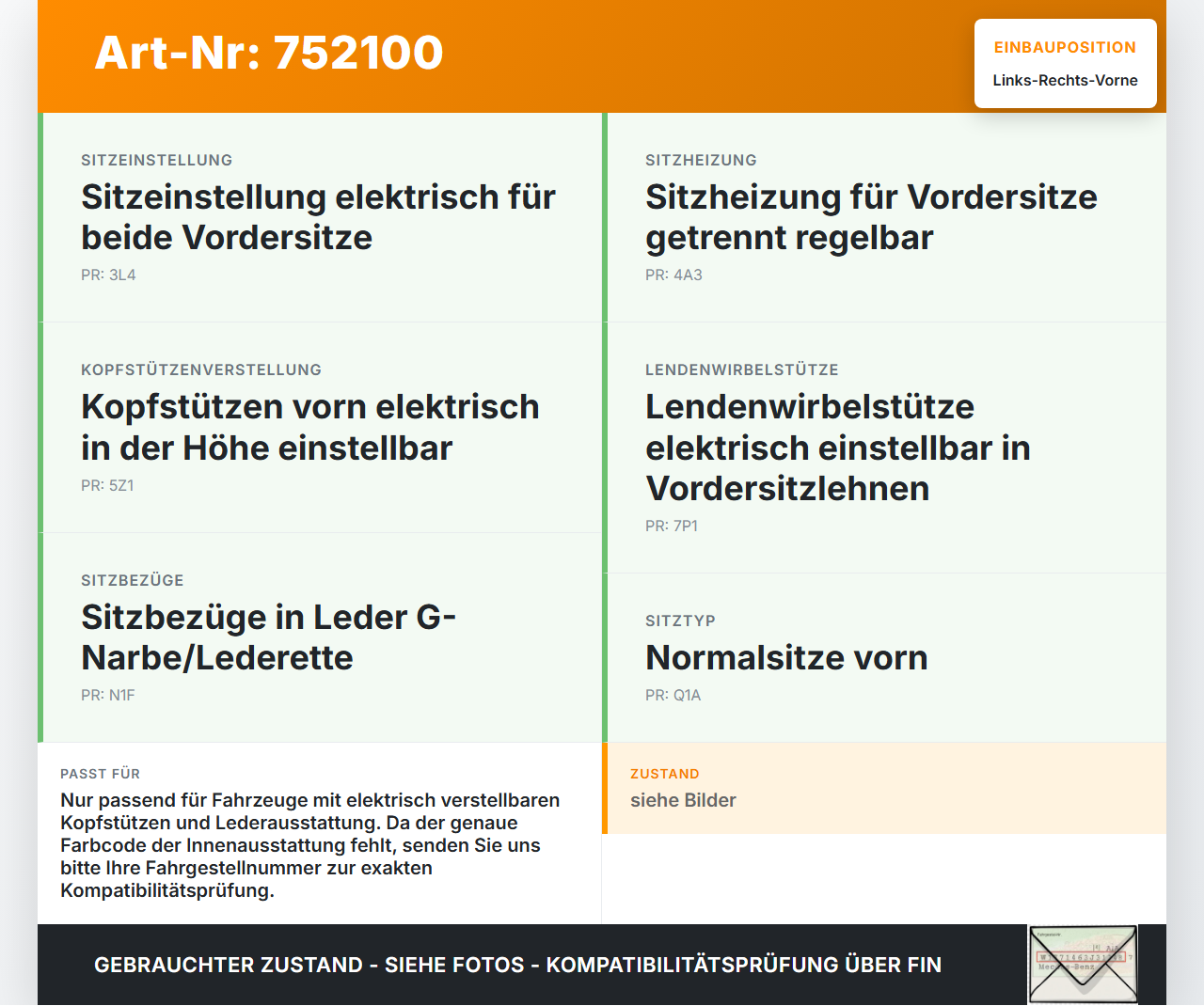 Audi A5 8T QU 07-12 Coupe Kopfstütze für Beifahrer Sitz Rechts oder Links Vorne Elektr. Verstellbar Audi A5 8T QU... Vorschau 3