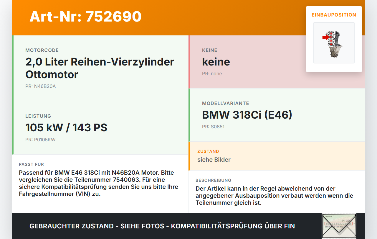 BMW E46 318CI 03-06 2,0i 105KW N46B20A Kolben mit Pleuel Pos C BMW E46 318CI 03-06 03.06.2004 1125-7540063 7540063... Vorschau 3