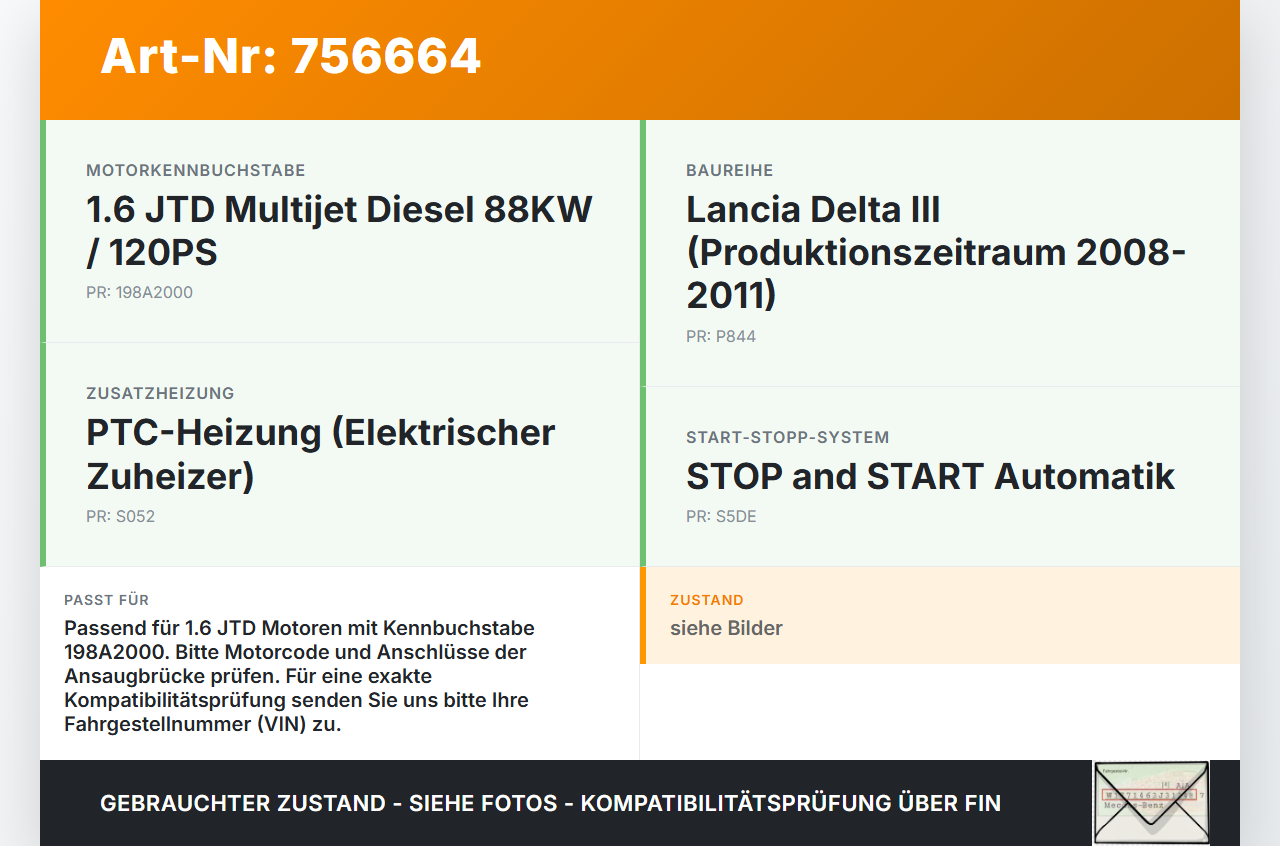 Lancia Delta III 844 08-11 JTD 1,6 88KW 198A2000 Ansaugbrücke Ansaugkrümmer Lancia Delta III 844 08-11 27.01.2009... Vorschau 3
