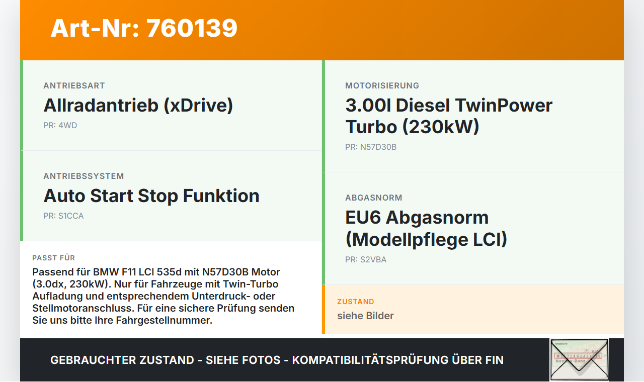 BMW F11 LCI 535d 13-17 3,0dx 230KW N57Z N57D30B Drosselklappe Bypassklappe BMW F11 LCI 535d 13-17 16.10.2014... Vorschau 3