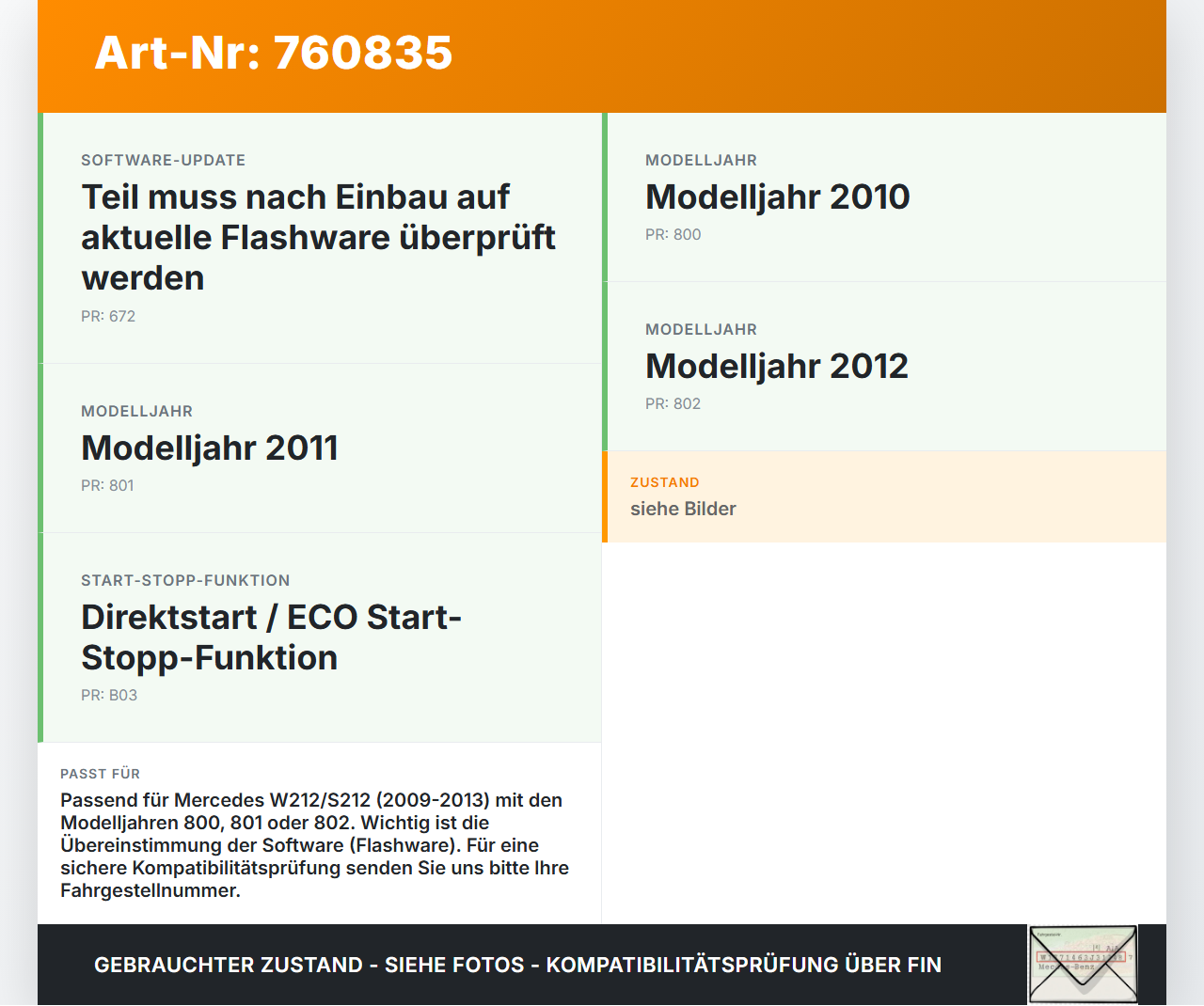 Mercedes W212 S212 E200 09-13 CDI  2,2 100KW Sicherungskasten Zentralelektrik Mercedes W212 S212 E200 09-13... Vorschau 3