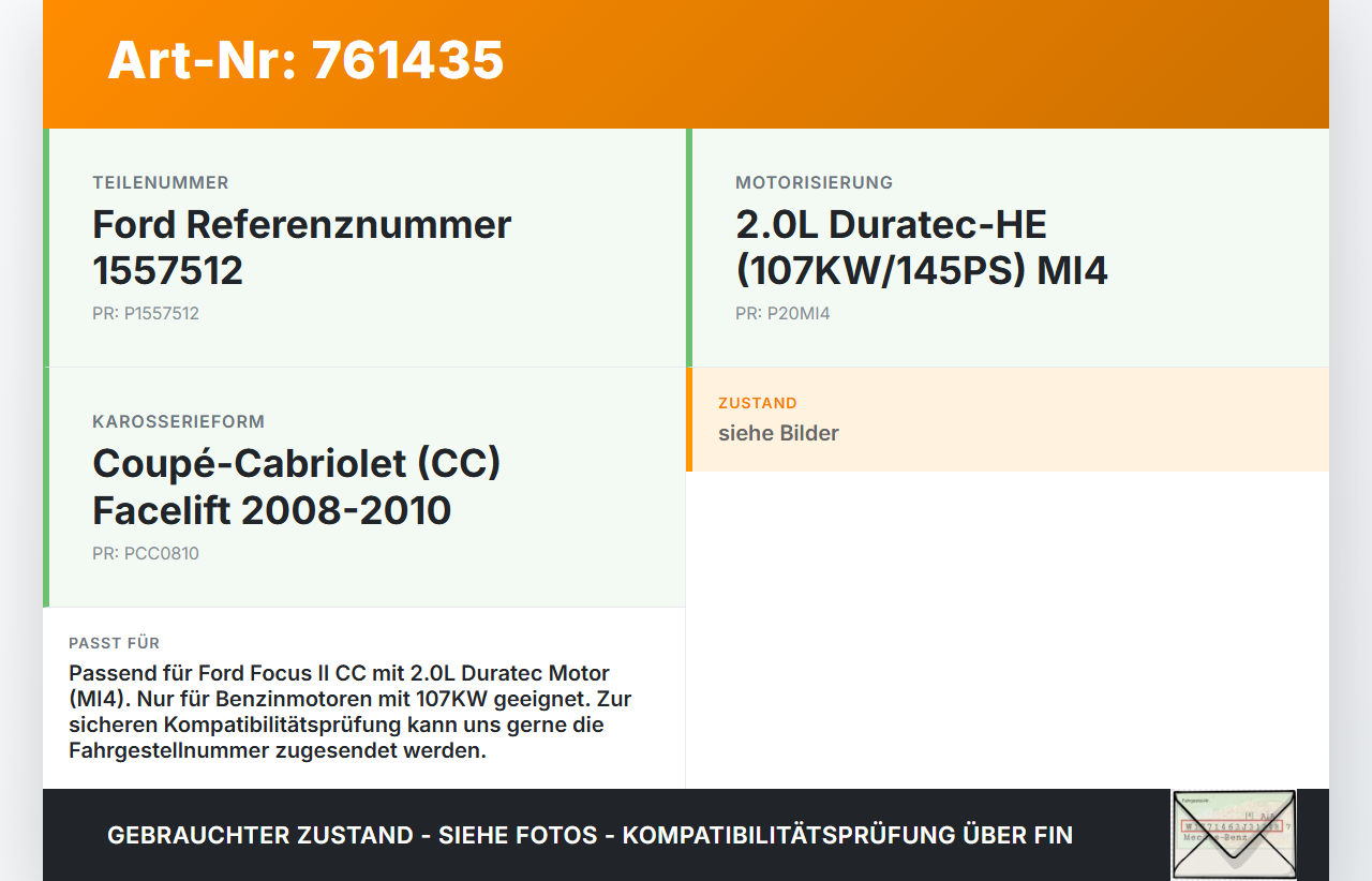 Ford Focus II CC 08-10 2,0 107KW MI4 Ventildeckel Zylinderkopfhaube Ford Focus II CC 08-10 29.04.2008 5S6G-6M293-BB... Vorschau 3
