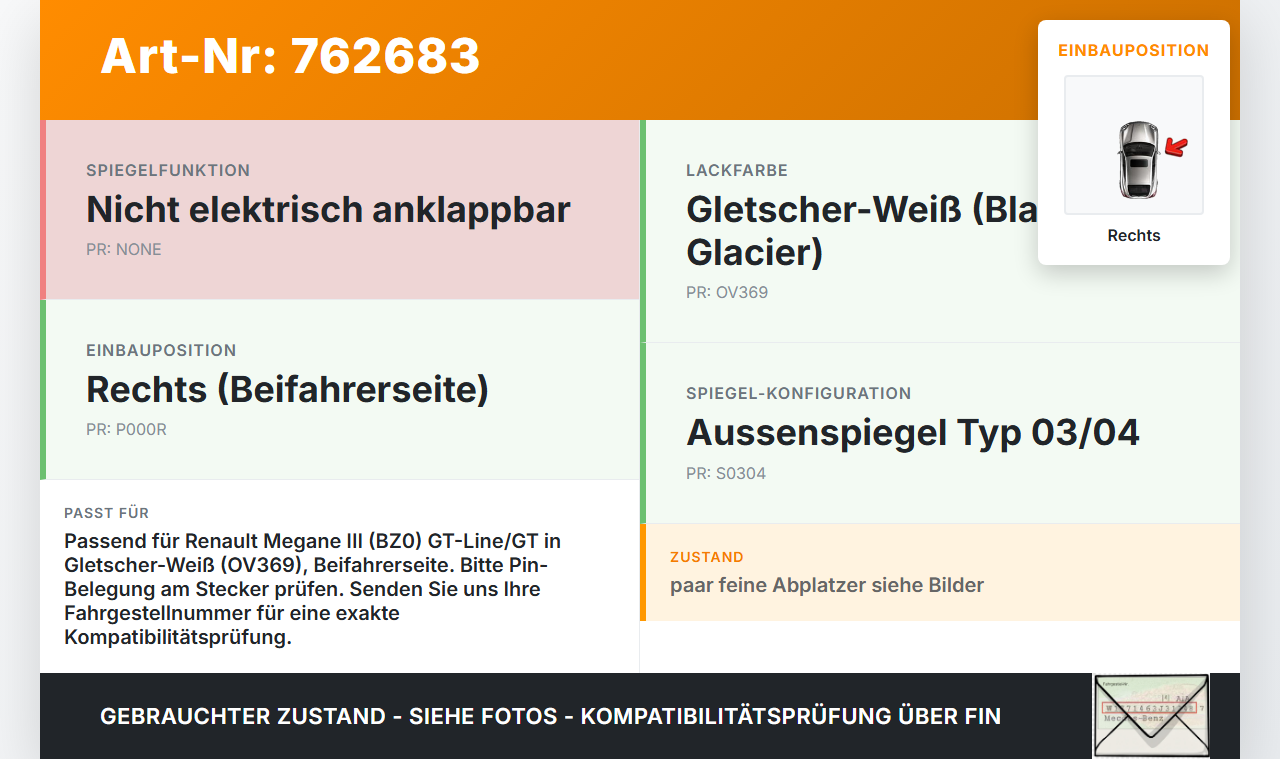 Renault Megane III BZ0 GT 10-12 Spiegel Aussenspiegel Rechts OV369 Renault Megane III BZ0 GT 10-12 27.08.2010... Vorschau 3