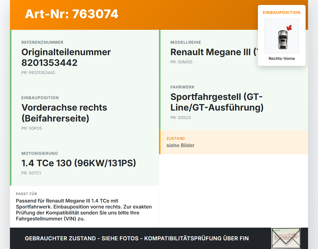 Renault Megane III BZ0 GT 10-12 TCe 1,4 96KW Antriebswelle Gelenkwelle Rechts Vorne Renault Megane III BZ0 GT 10-12... Vorschau 3