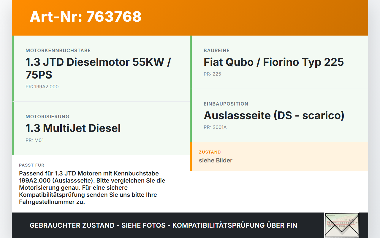 Fiat Qubo Fiorino 225 08-16 JTD 1,3 55KW 199A2.000 Nockenwelle Auslass Fiat Qubo Fiorino 225 08-16 27.07.2011... Vorschau 3