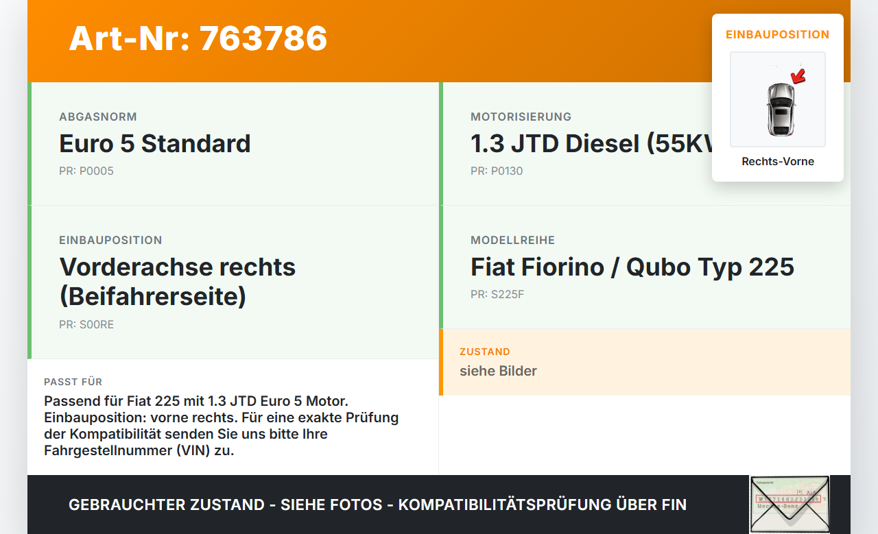 Fiat Qubo Fiorino 225 08-16 JTD 1,3 55KW Antriebswelle Gelenkwelle Rechts Vorne Fiat Qubo Fiorino 225 08-16... Vorschau 3