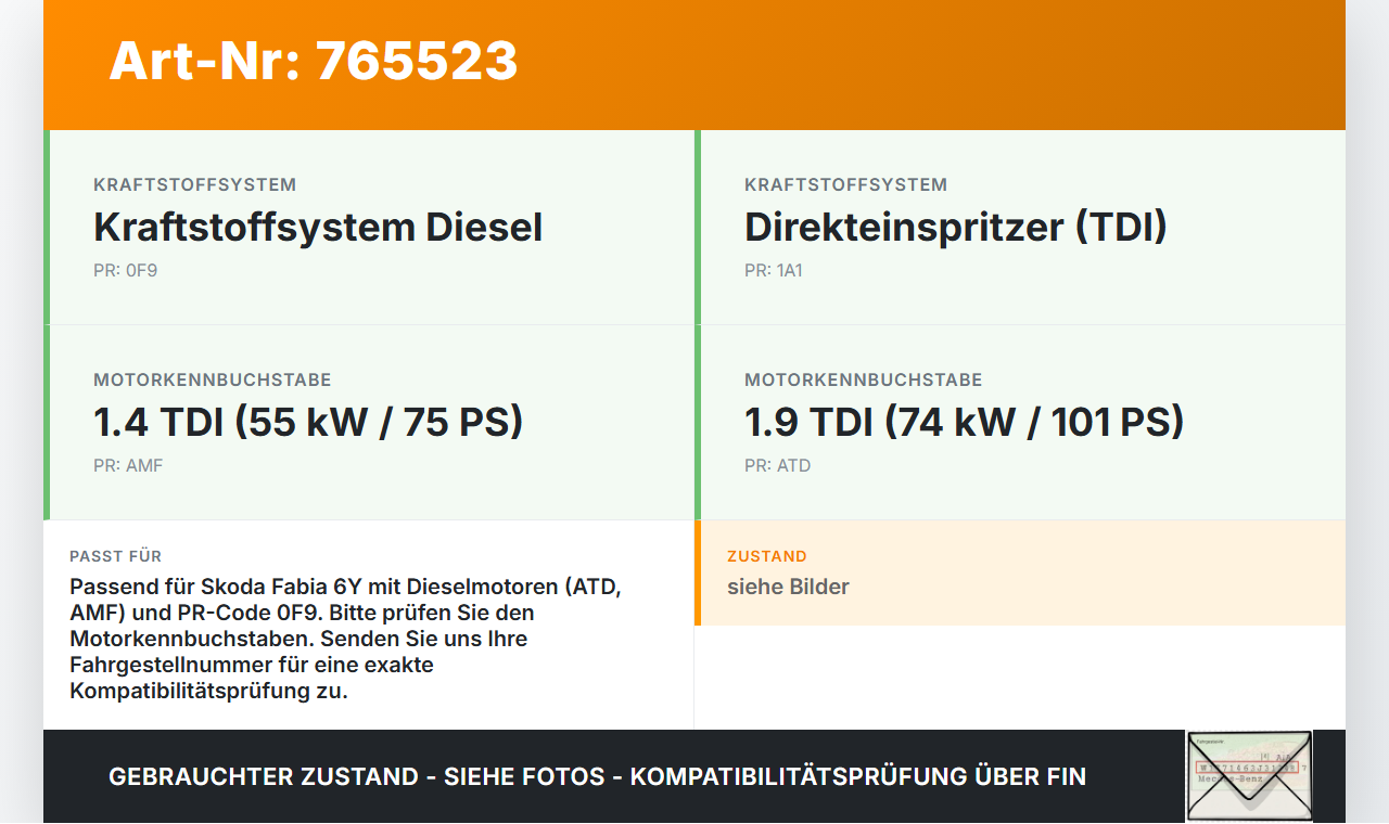 Skoda Fabia 6Y 04-07 TDi 1,4 59KW Kraftstoffpumpe Kraftstoff Förderpumpe Tankgeber Skoda Fabia 6Y 04-07 04.05.2004... Vorschau 3