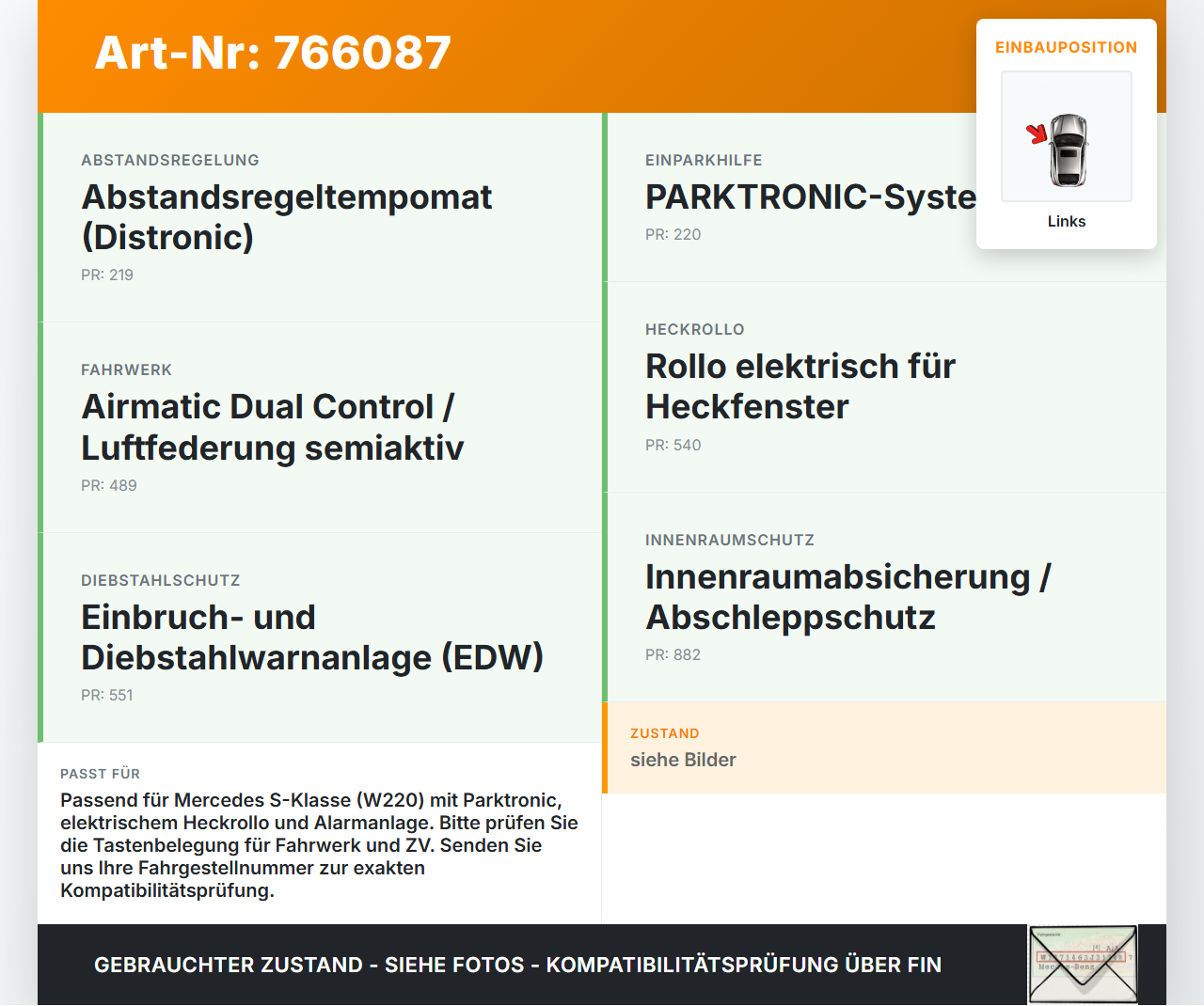 Mercedes S-Kl. W220 S320 02-05 Warnblinkschalter Schalter ZV Fahrwerksverstellung Rollo Mercedes S-Kl. W220 S320... Vorschau 3