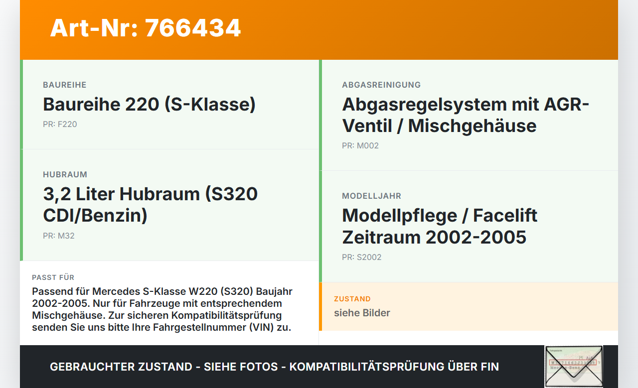 Mercedes S-Kl. W220 S320 02-05 CDI 3,2 150KW 648960 Abgasregelventil Drosselklappenventil AGR Mercedes S-Kl. W220... Vorschau 3