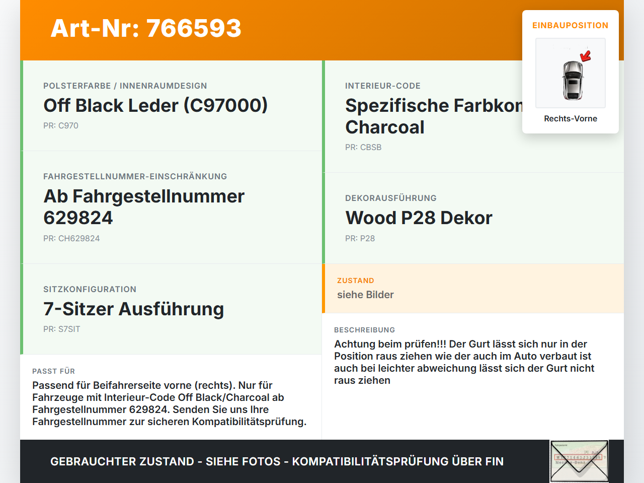 Volvo XC90 I 02-06 Kombi Gurt Sicherheitsgurt Gurtstraffer für Beifahrer Rechts Vorne Volvo XC90 I 02-06 04.07.2006... Vorschau 3