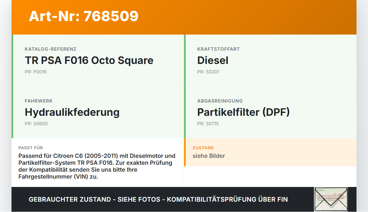 Citroen C6 05-11 HDI 2,7 150KW Partikelfilter Rußpartikelfilter Dieselpartikelfilter DPF Citroen C6 05-11... Vorschau 3