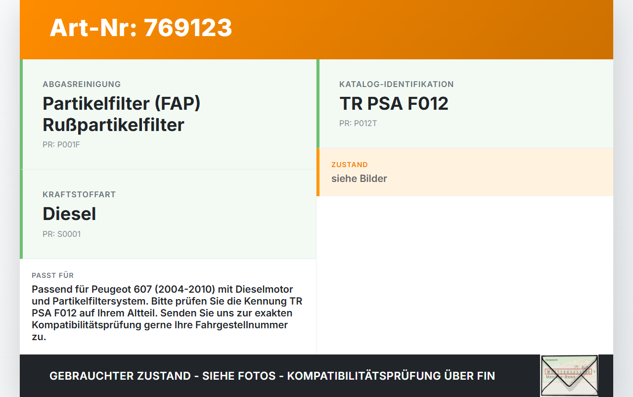 Peugeot 607 04-10 HDI 2,7 150KW Partikelfilter Rußpartikelfilter Dieselpartikelfilter DPF Peugeot 607 04-10... Vorschau 3