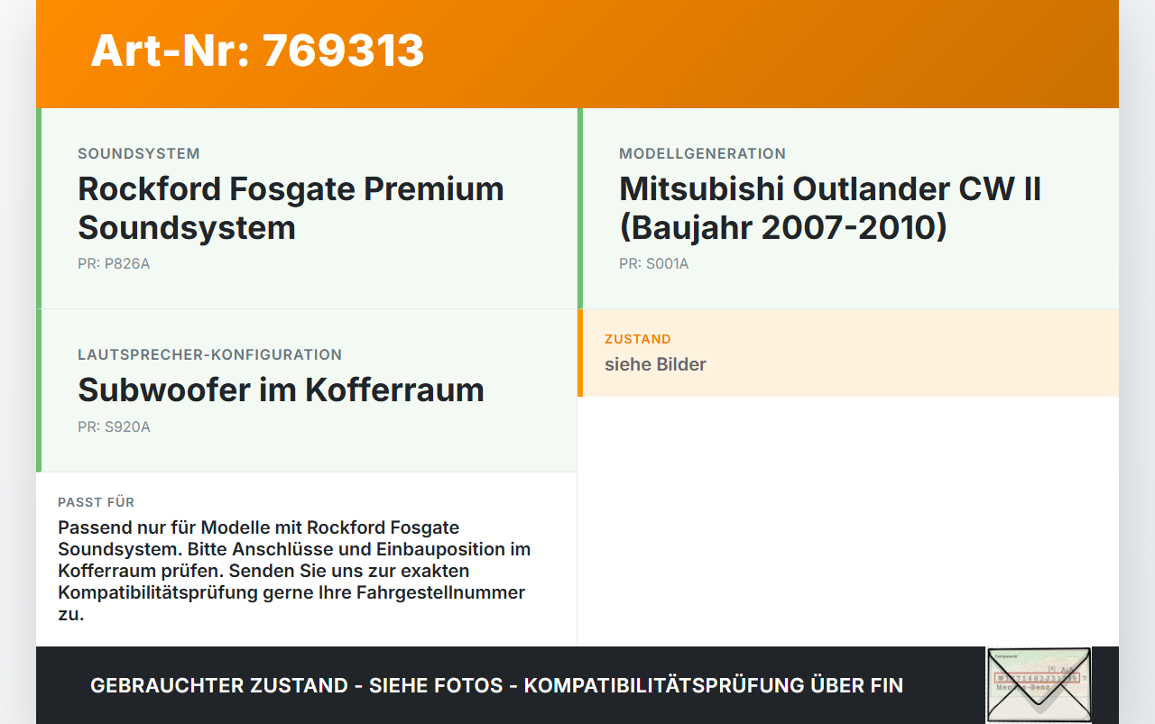 Mitsubishi Outlander CW II 07-10 Lautsprecher Subwoofer Rockford Fosgate Mitsubishi Outlander CW II 07-10... Vorschau 3
