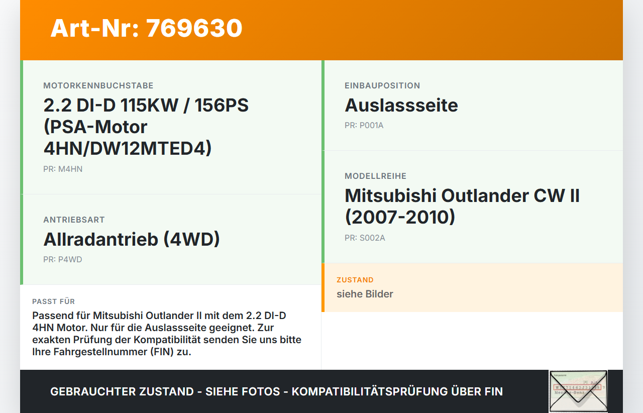 Mitsubishi Outlander CW II 07-10 DI-D 2,2 115KW 4HN Nockenwelle Auslass Mitsubishi Outlander CW II 07-10 25.11.2007... Vorschau 3