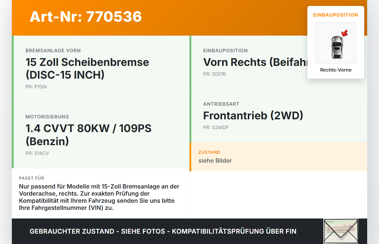 Kia Rio III UB 11-15 CVVT 1,4 80KW Bremssattel Bremszange Vorne Rechts Kia Rio III UB 11-15 05.01.2012 58130-1W350... Vorschau 3