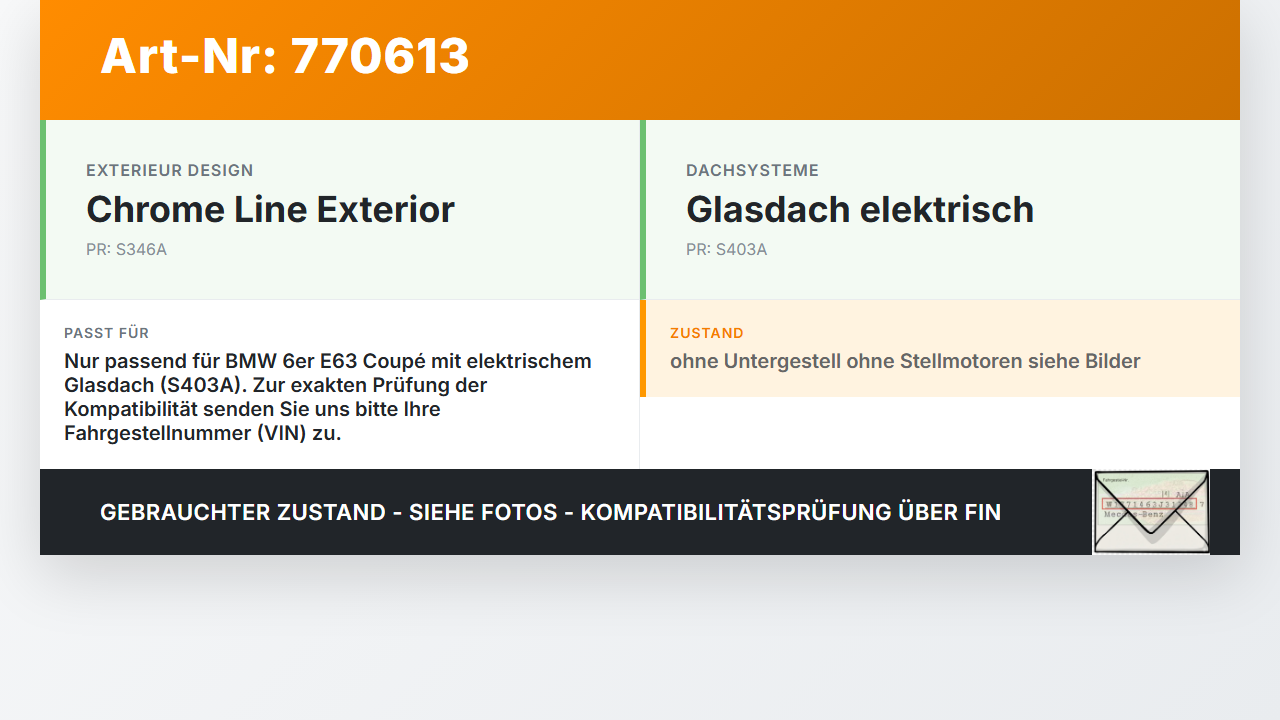 BMW E63 6er 645Ci 03-07 Scheibe Glasdach für Schiebedach BMW E63 6er 645Ci 03-07 17.04.2004 5410-7133717 7133717... Vorschau 3