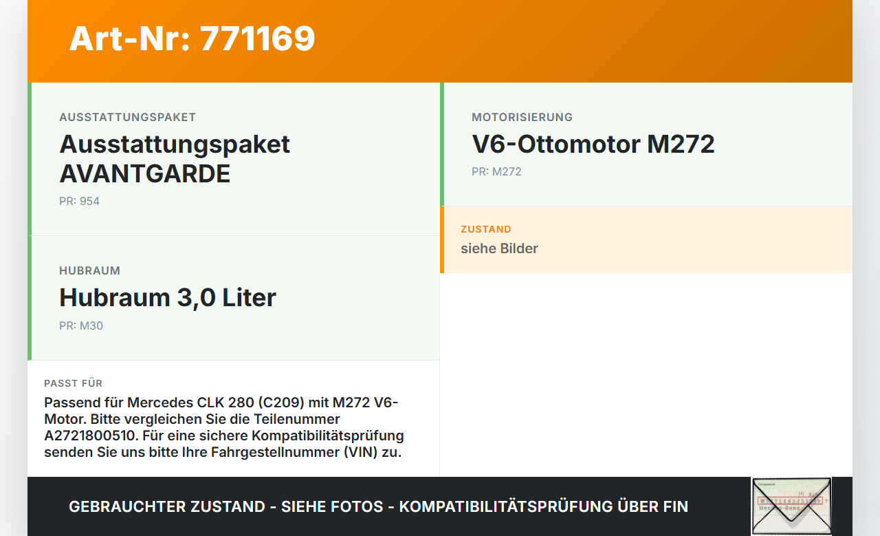 Mercedes C209 CLK 280 K 05-09 3,0 170KW Ölkühler Mann + Hummel Mercedes C209 CLK 280 K 05-09 13.05.2008 A2721800510... Vorschau 3