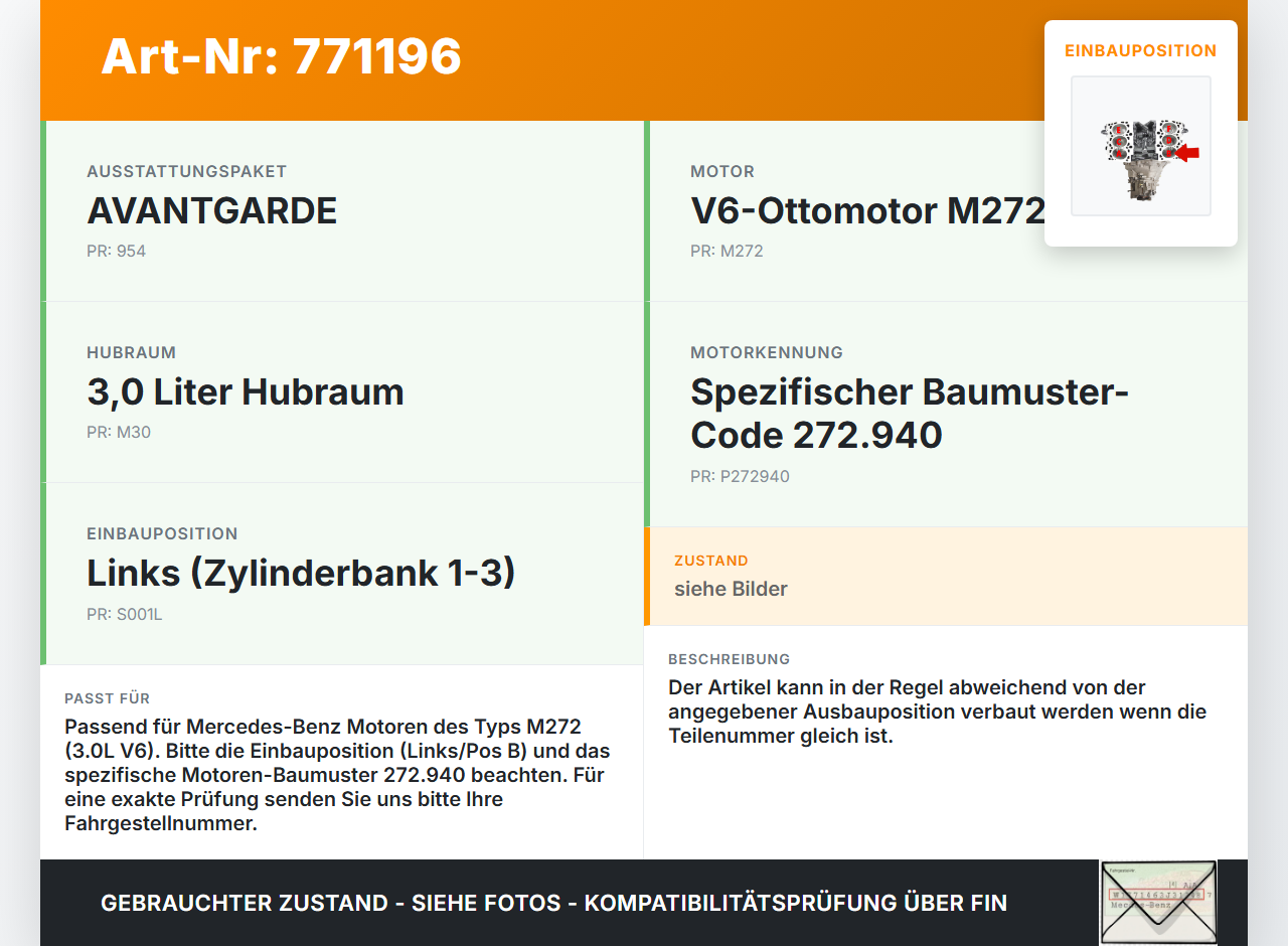 Mercedes C209 CLK 280 K 05-09 3,0 170KW 272940 Kolben mit Pleuel Pos B Mercedes C209 CLK 280 K 05-09 13.05.2008... Vorschau 3