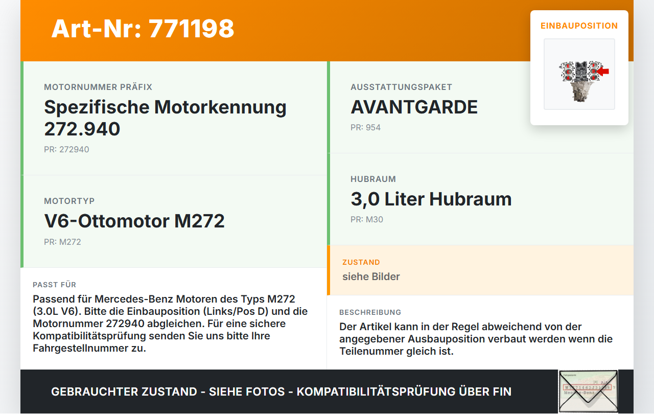 Mercedes C209 CLK 280 K 05-09 3,0 170KW 272940 Kolben mit Pleuel Pos D Mercedes C209 CLK 280 K 05-09 13.05.2008... Vorschau 3