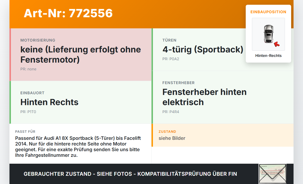 Audi A1 8X 10-14 5T Fensterheber o. FH-Motor Hinten Rechts Audi A1 8X 10-14 04.11.2011 8X4839462 1021-928548-102... Vorschau 3