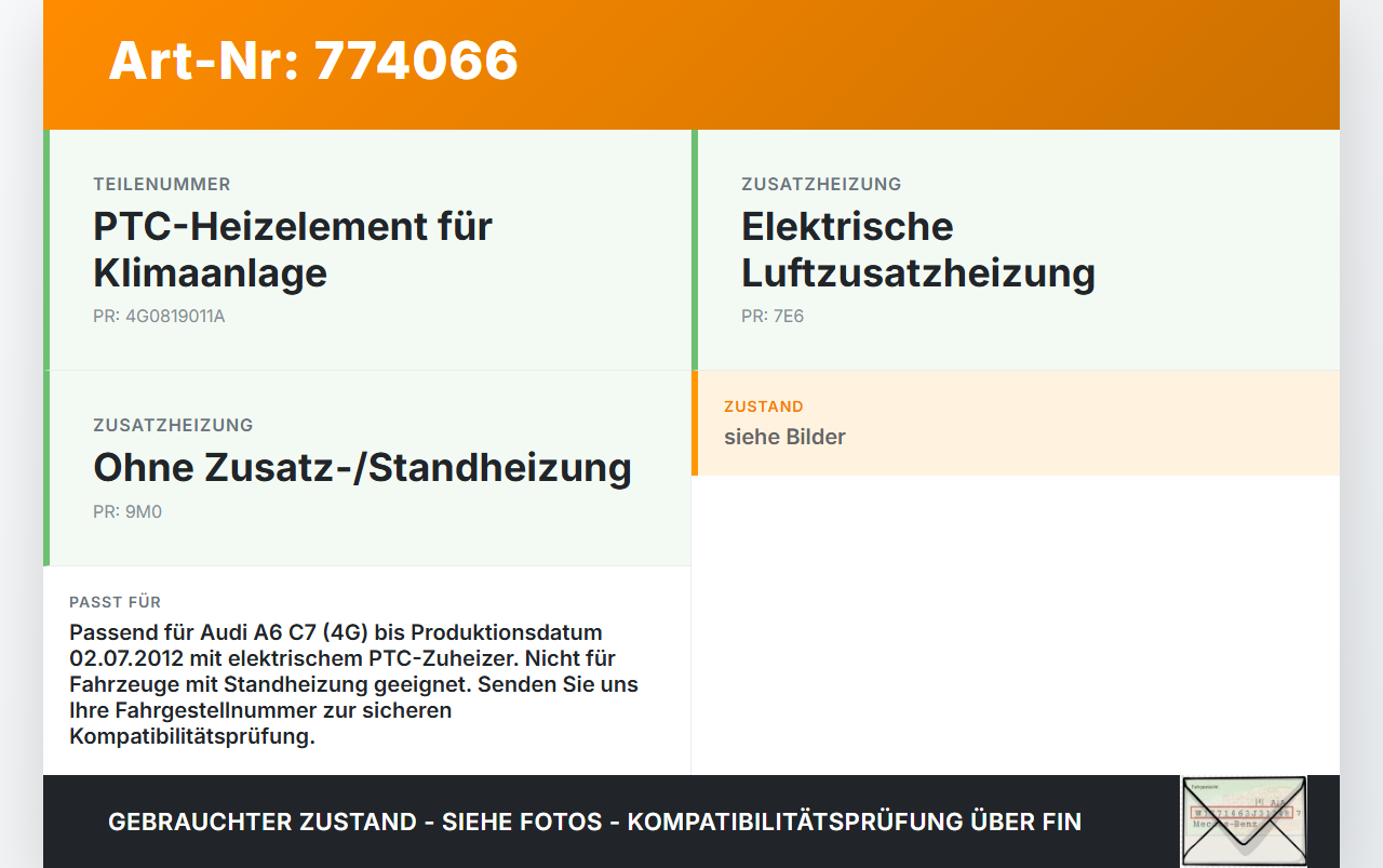 Audi A6 C7 4G 10-14 Zusatzheizung Zuheizer Heizelement Elektrisch Audi A6 C7 4G 10-14 29.11.2011 4G0819011A... Vorschau 3
