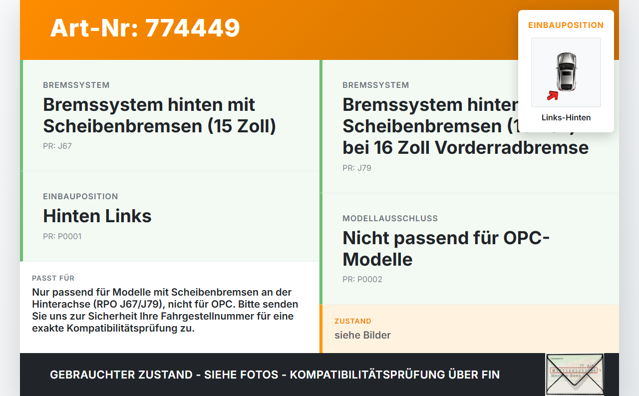 Opel Corsa E 14-19 1,0 66KW Bremssattel Bremszange Hinten Links Opel Corsa E 14-19 18.10.2016 95517074 542416 gebraucht Vorschau 3
