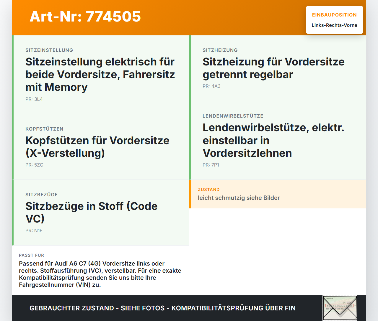 Audi A6 C7 4G 10-14 Kopfstütze für Fahrer Sitz Rechts oder Links Vorne Audi A6 C7 4G 10-14 29.11.2011 4G8881901AB... Vorschau 3