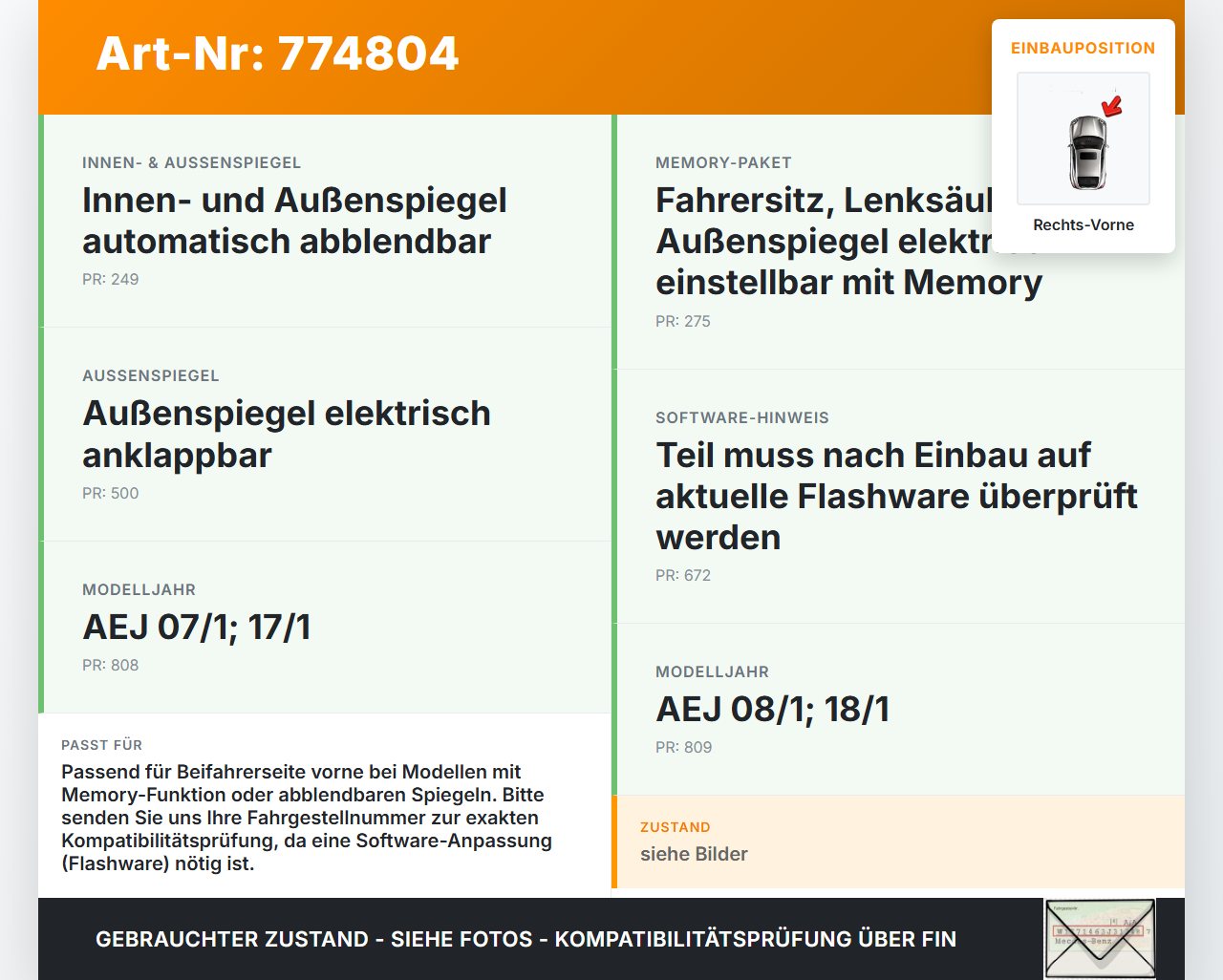 Mercedes S204 W204 C320 07-14 Steuergerät ECU Modul Türsteuergerät Rechts Vorne Mercedes S204 W204 C320 07-14... Vorschau 3