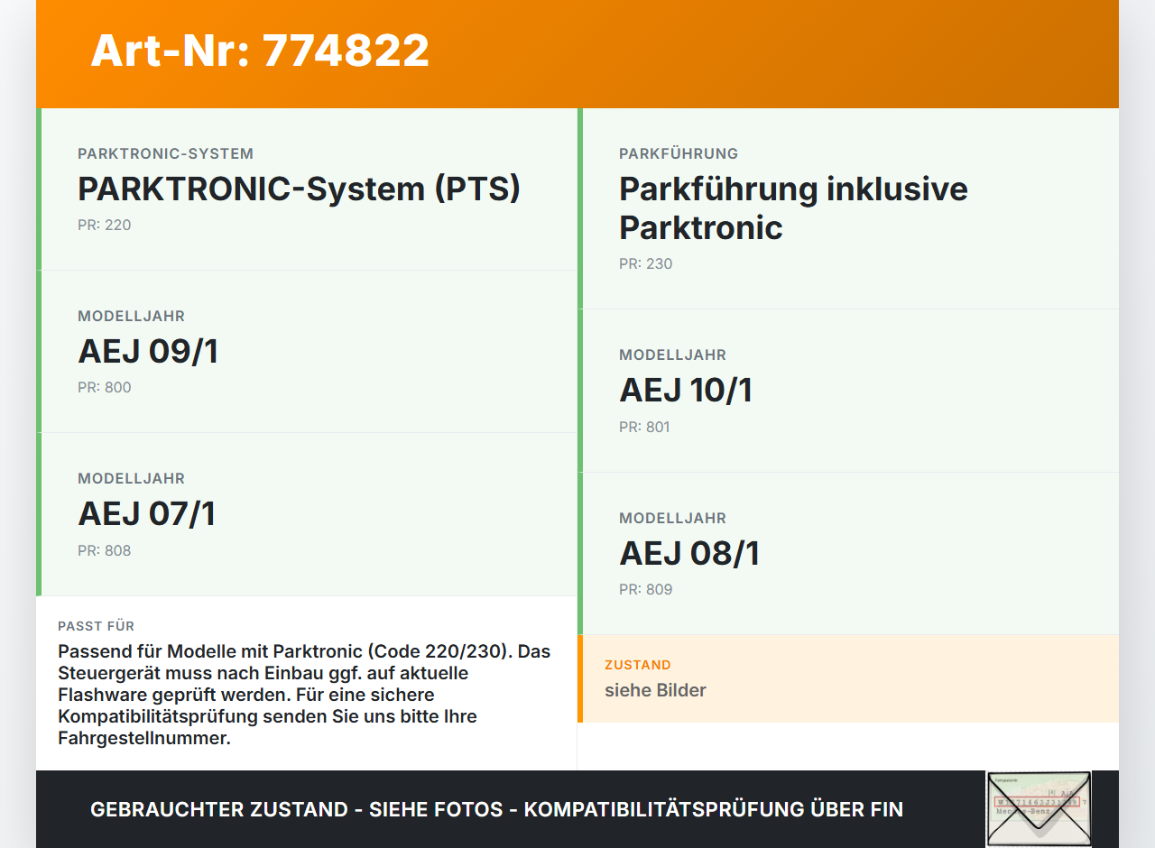 Mercedes S204 W204 C320 07-14 Steuergerät ECU SG Parktronic PDC Einparkhilfe Mercedes S204 W204 C320 07-14... Vorschau 3