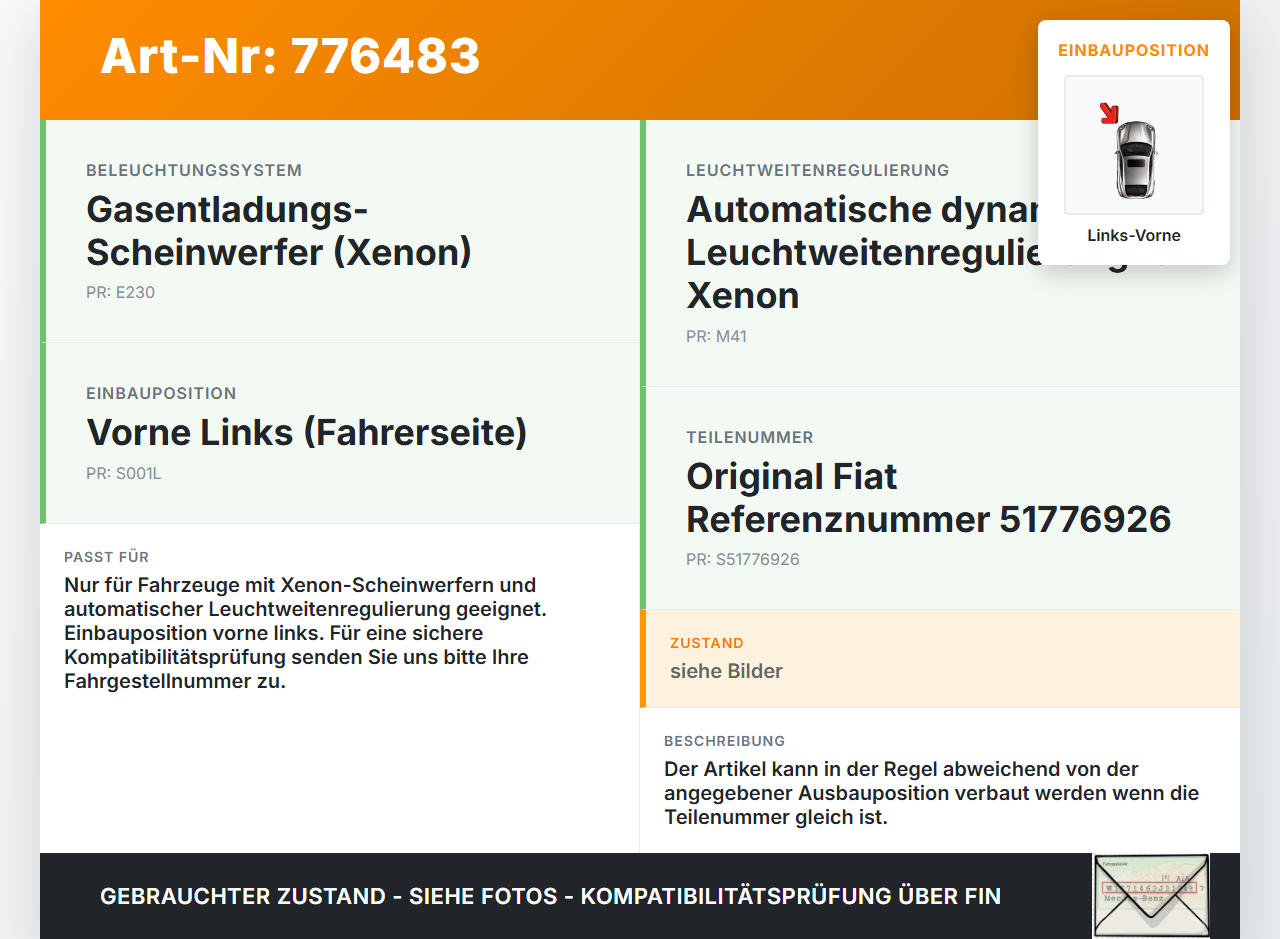 Fiat Croma 194 05-10 Xenon LWR Sensor Neigung Links Vorne Fiat Croma 194 05-10 30.03.2008 6PM008161-21 51776926... Vorschau 3