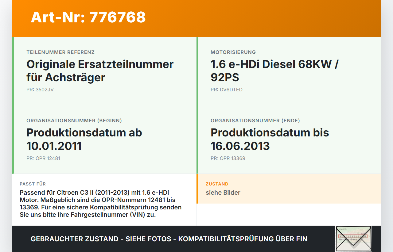 Citroen C3 II 09-13 eHDI 1.6 68KW Vorderachse Motorträger Motorhalter Achsträger Citroen C3 II 09-13 01.01.2011... Vorschau 3