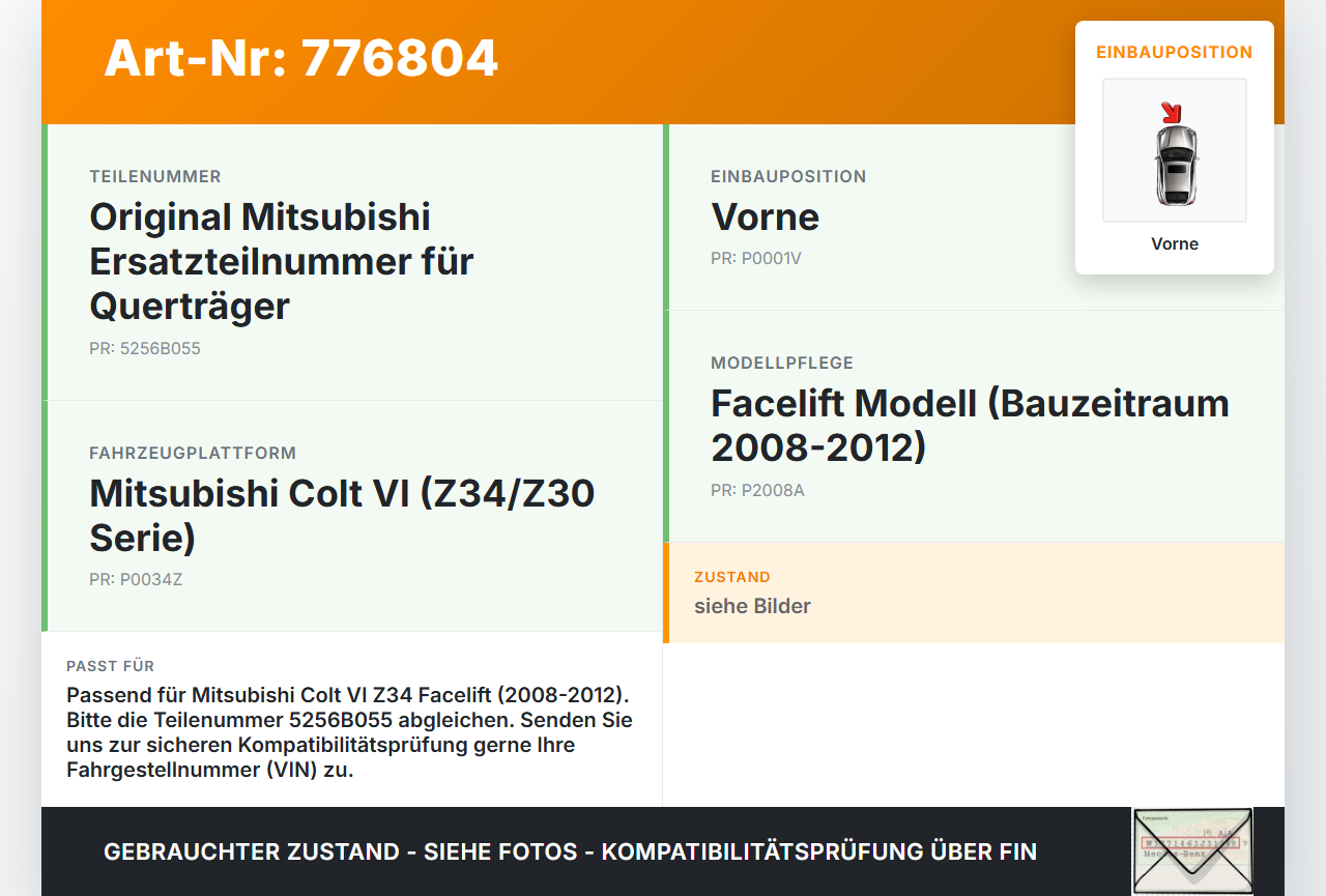 Mitsubishi Colt VI Z34 08-12 Stoßstangenträger Stoßfängerträger Querträger Vorne Mitsubishi Colt VI Z34 08-12... Vorschau 3