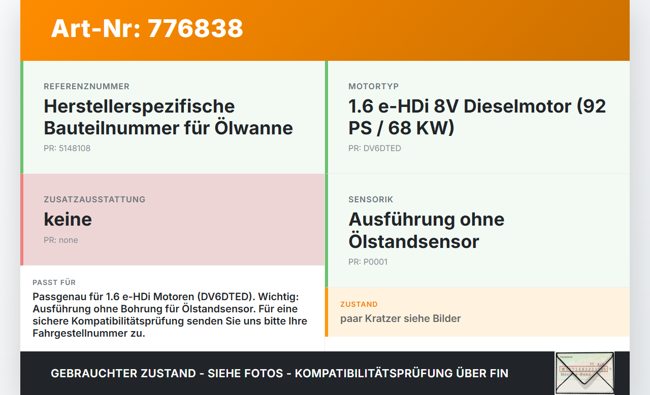 Citroen C3 II 09-13 eHDI 1.6 68KW DV6DTED Ölwanne Motorwanne Citroen C3 II 09-13 01.01.2011 6M2E-6675-AA 5148108... Vorschau 3