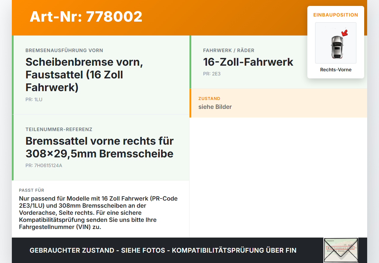 VW T5 7H 03-09 TDI 2,5 96KW Bremssattel Bremszange Vorne Rechts VW T5 7H 03-09 27.01.2009 7H0615124A gebraucht Vorschau 3