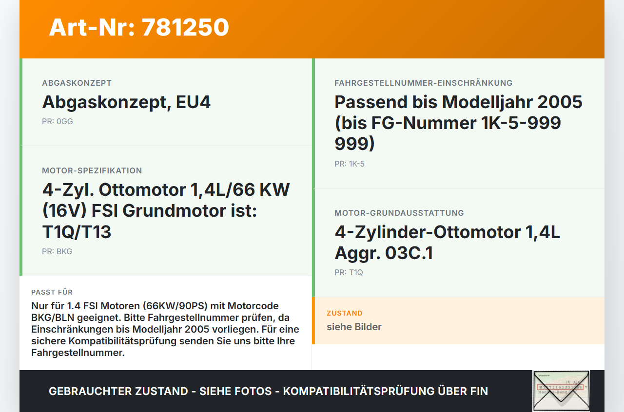 VW Golf V 5 1K 04-09 FSI 1,4 66KW Katalysator Kat Flexrohr VW Golf V 5 1K 04-09 24.03.2004 1K0254301JX gebraucht Vorschau 3