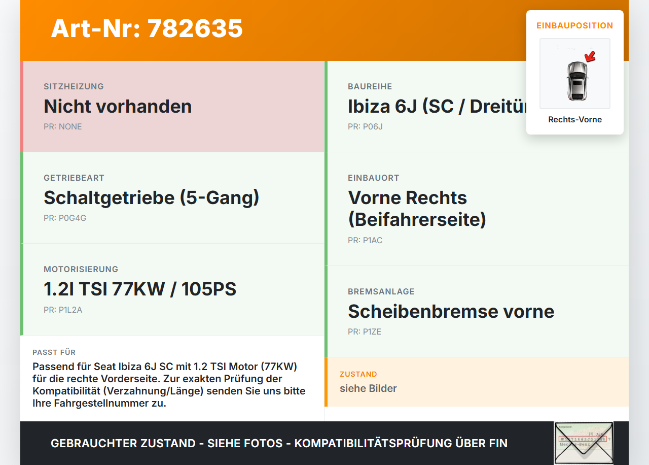Seat Ibiza SC 6J 08-12 TSI 1,2 77KW Antriebswelle Gelenkwelle Rechts Vorne Seat Ibiza SC 6J 08-12 28.04.2011... Vorschau 3