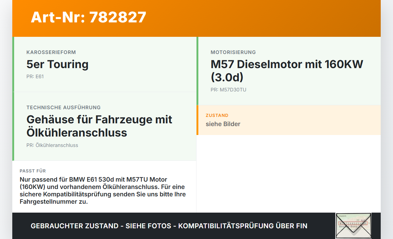 BMW E61 530d 04-07 3,0d 160KW M57TU 306D2 Ölfiltergehäuse Gehäuse Halter für Ölfilter BMW E61 530d 04-07 24.01.2005... Vorschau 3