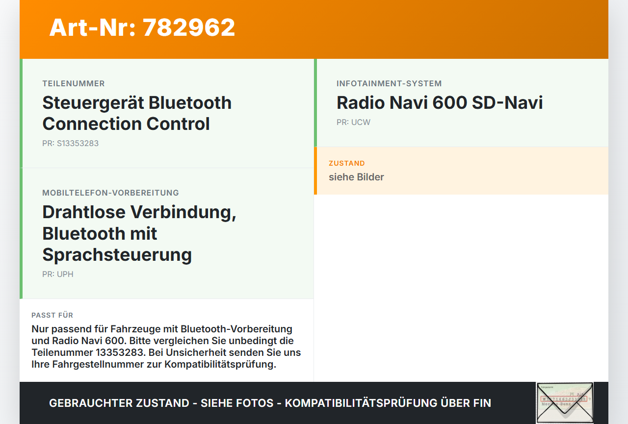 Opel Astra J 11-18 Steuergerät Bluetooth Connetion Control SG Opel Astra J 11-18 05.10.2011 13353283 gebraucht Vorschau 3