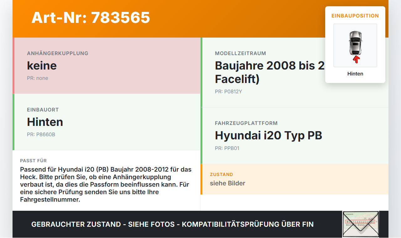 Hyundai I20 PB 08-12 Stoßstangenträger Stoßfängerträger Träger Querträger Hinten Hyundai I20 PB 08-12 31.07.2011... Vorschau 3