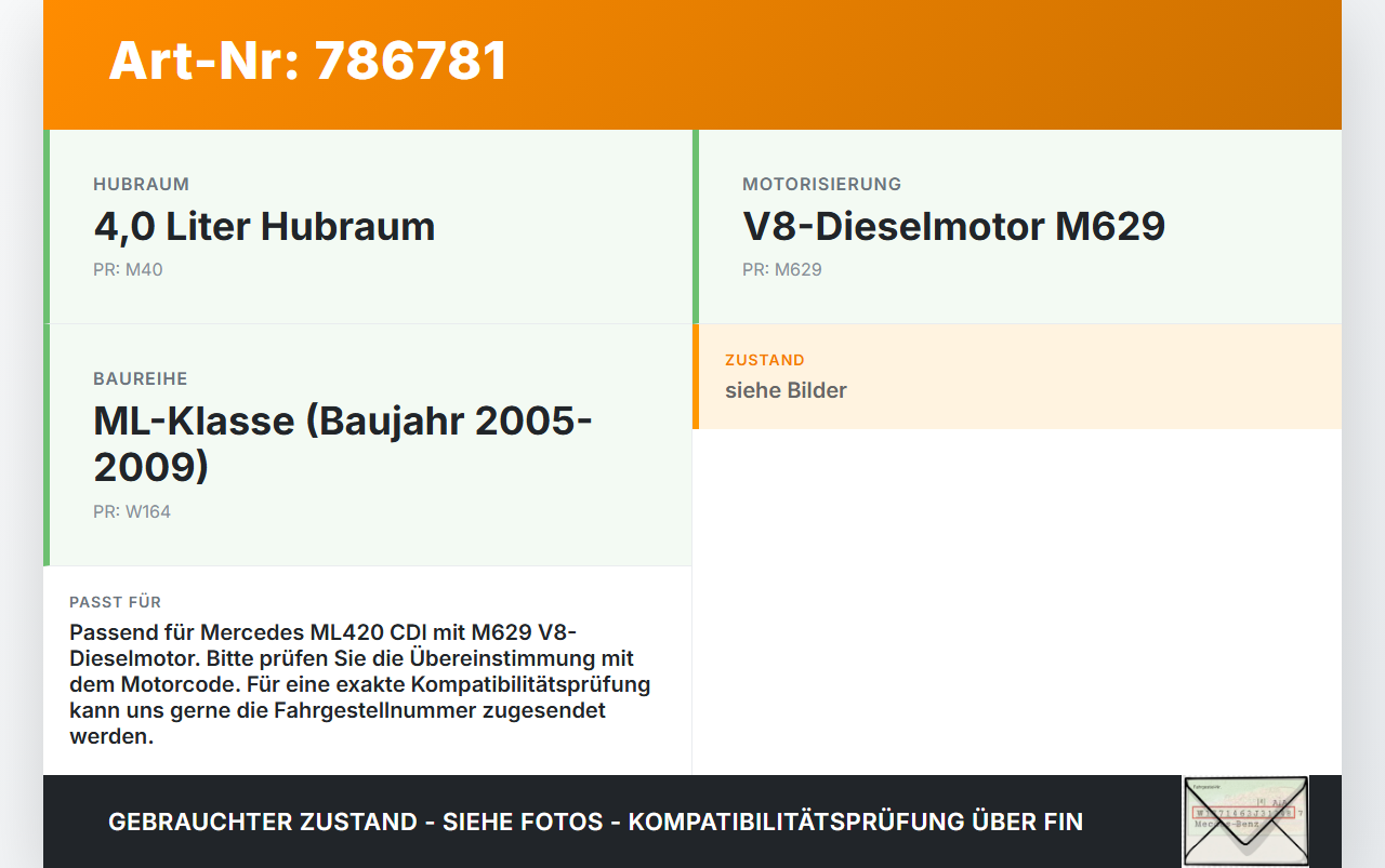 Mercedes W164 ML420 05-09 CDI 4,0 225KW Ladeluftkühler Kühler Mercedes W164 ML420 05-09 17.11.2006 A1645000000 gebraucht Vorschau 3