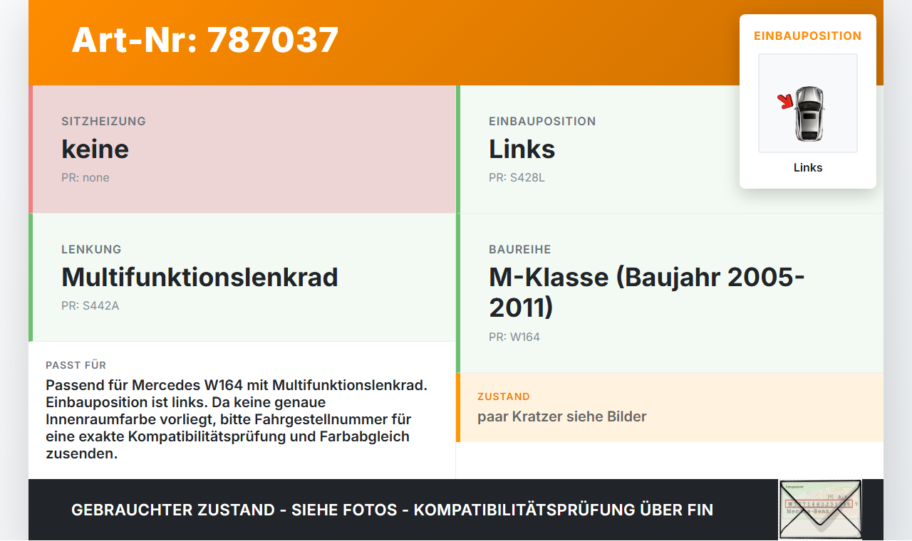 Mercedes W164 ML420 05-09 Lenkradschalter Multifunktionstasten Lenkrad Schalter Links Mercedes W164 ML420 05-09... Vorschau 3
