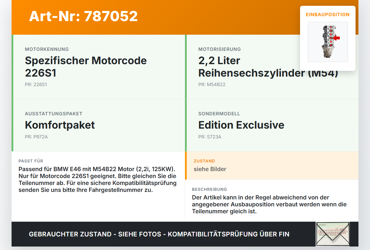 BMW E46 3er 320i 01-05 2,2i 125KW M54 226S1 Kolben mit Pleuel Pos C BMW E46 3er 320i 01-05 20.07.2004 1125-7504901... Vorschau 3