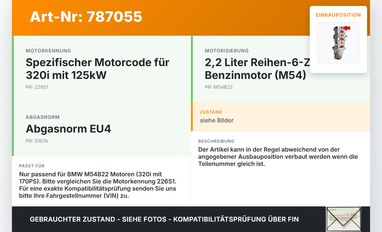 BMW E46 3er 320i 01-05 2,2i 125KW M54 226S1 Kolben mit Pleuel Pos F BMW E46 3er 320i 01-05 20.07.2004 1125-7504901... Vorschau 3