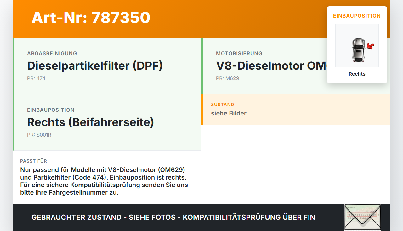 Mercedes W164 ML420 05-09 CDI 4,0 225KW Sensor Abgastemperatursensor Abgassonde Rechts Mercedes W164 ML420 05-09... Vorschau 3