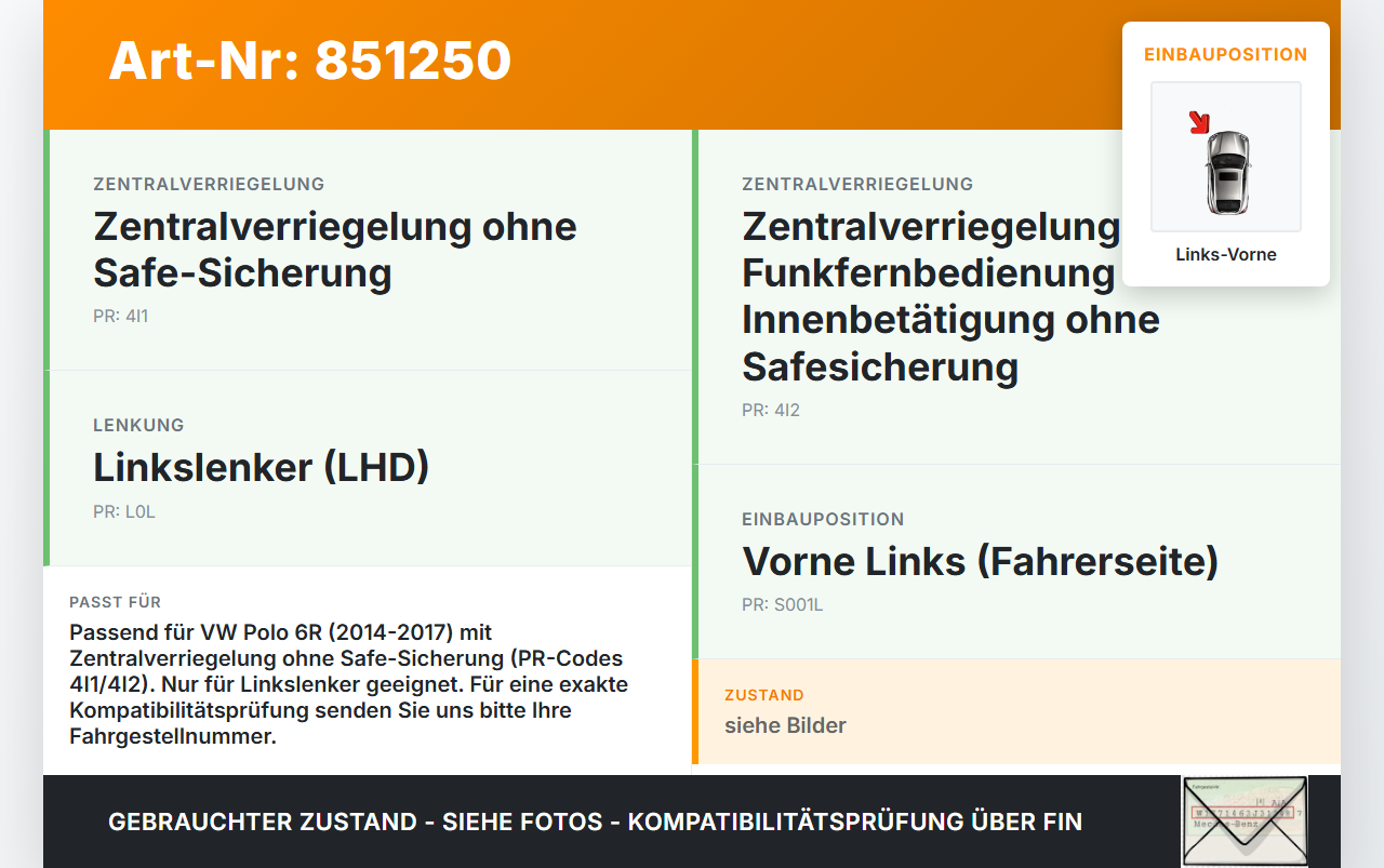 VW Polo V 6R 14-17 5T Türschloss m. ZV Stellmotor Links Vorne VW Polo V 6R 14-17 16.12.2014 5K1837015J 5K1837015E... Vorschau 3