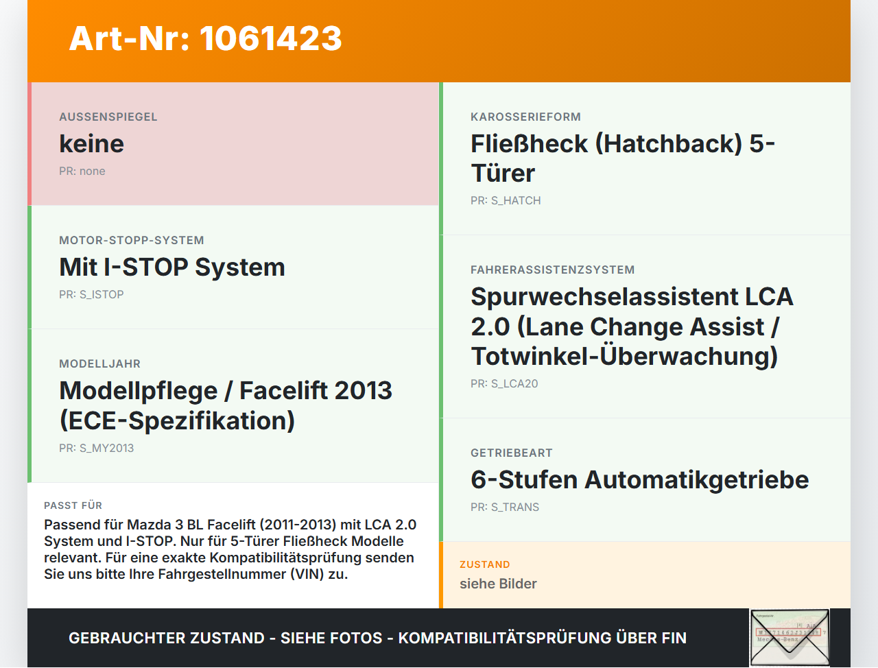 Mazda 3 BM 13-17 2,0 88KW Sensor Totwinkelassistent Steuergerät Modul LCA 2.0 Mazda 3 BM 13-17 19.11.2013... Vorschau 3