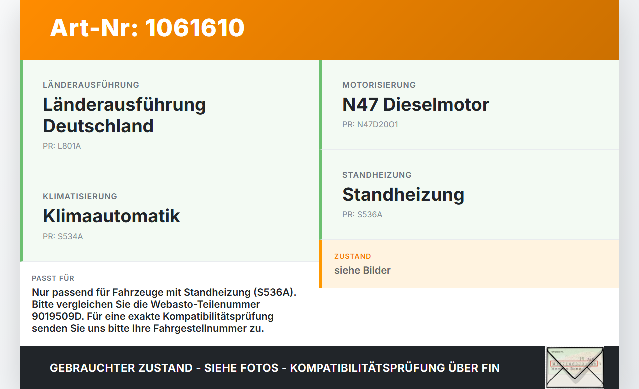 BMW X1 E84 12-15 SG ECU Steuergerät Webasto Standheizung BMW X1 E84 12-15 29.04.2015 9019509D gebraucht Vorschau 3