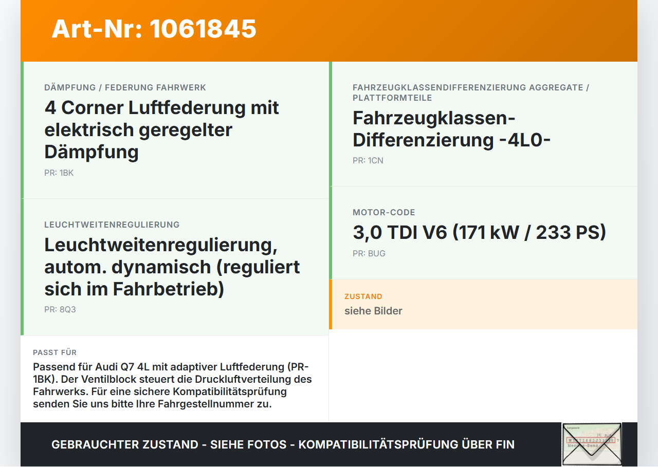 Audi Q7 4L 05-09 Ventilblock für Luftfahrwerk Federung Audi Q7 4L 05-09 26.06.2007 15-1524-00082 LF09 gebraucht Vorschau 3